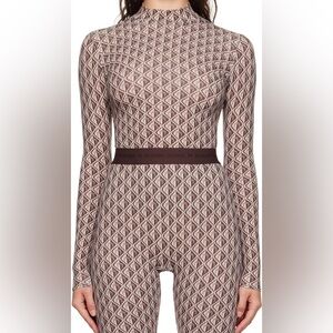 MARINE SERRE Moon Diamant Set; long-sleeved top with matching tights. WORN ONCE